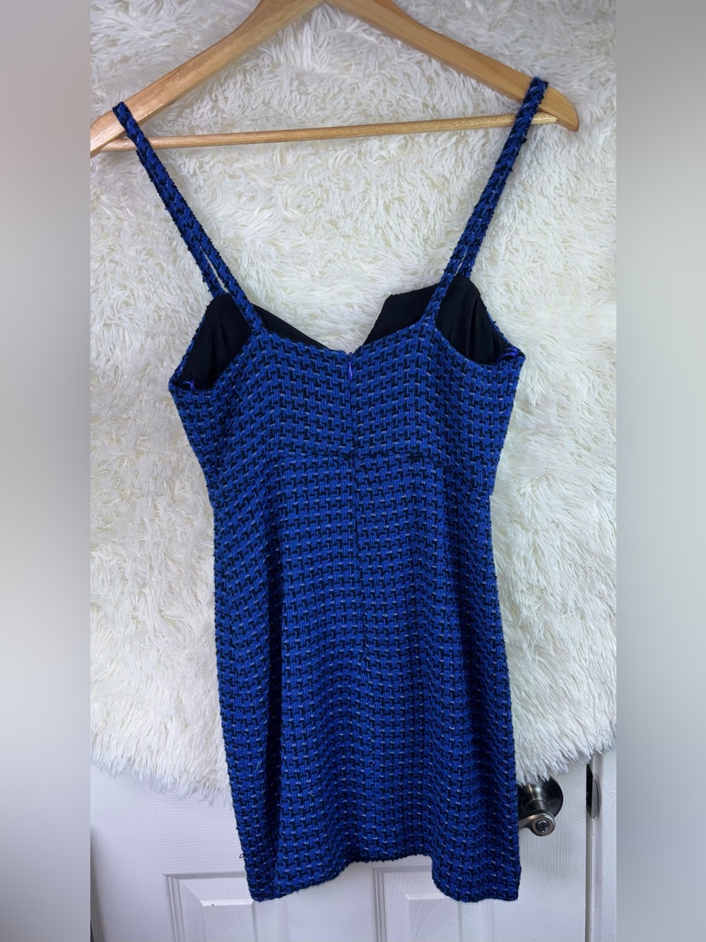 Zara Blue Textured Knit Spaghetti Strap Mini Dress - Picture 8 of 16
